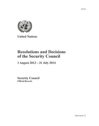 image of Resolutions and Decisions of the Security Council 2013-2014