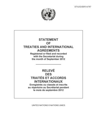 image of Statement of Treaties and International Agreements Registered or Filed and Recorded with the Secretariat During the Month of September 2012