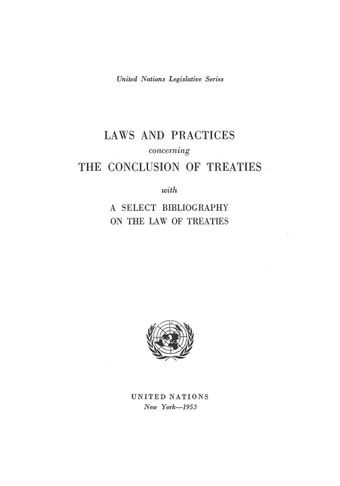 image of Laws and Practices Concerning the Conclusion of Treaties with a Select Bibliography on the Law of Treaties