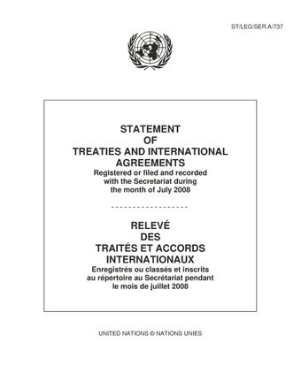 image of Statement of Treaties and International Agreements Registered or Filed and Recorded with the Secretariat During the Month of July 2008