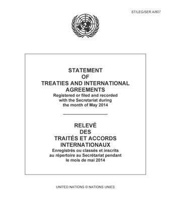 image of Statement of Treaties and International Agreements: Registered or Filed and Recorded with the Secretariat during the Month of May 2014