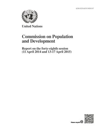 image of Report of the Commission on Population and Development on the Forty-Eighth Session (11 April 2014 and 13-17 April 2015)