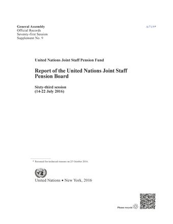 image of Report of the United Nations Joint Staff Pension Board