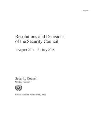 image of Resolutions and Decisions of the Security Council 2014-2015