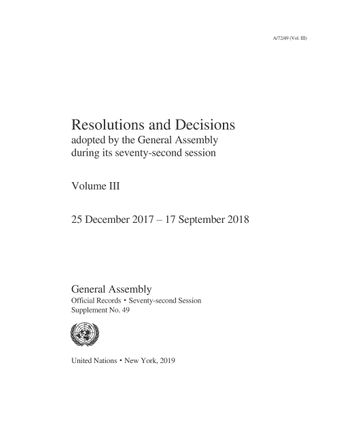 image of Resolutions and Decisions Adopted by the General Assembly During its Seventy-Second Session