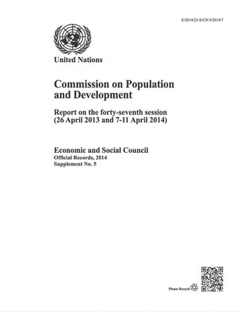 image of Commission on Population and Development Report on the Forty-Seventh Session (26 April 2013 and 7-11 April 2014)