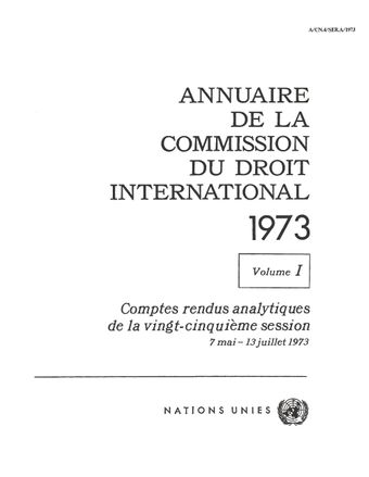 image of Annuaire de la Commission du Droit International 1973, Vol. I