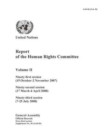 image of Report of the Human Rights Committee: 91st Session; 92nd Session; 93rd Session