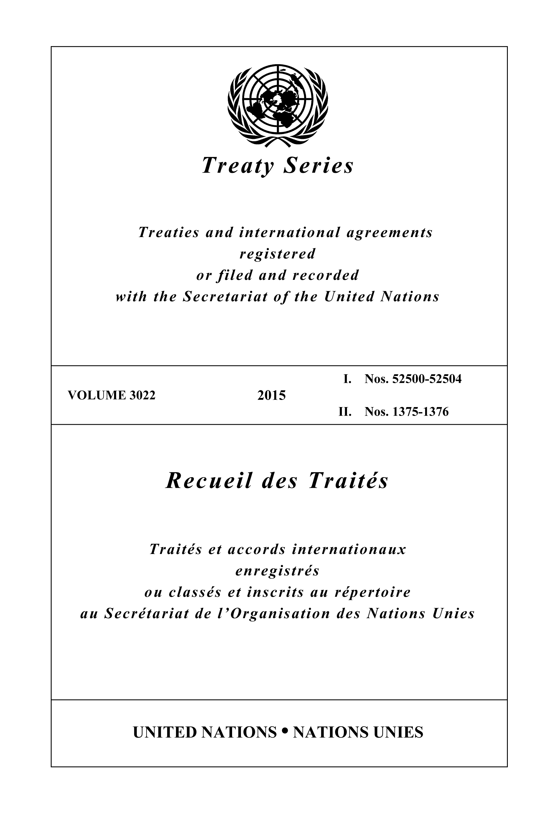image of Recueil des Traités 3022