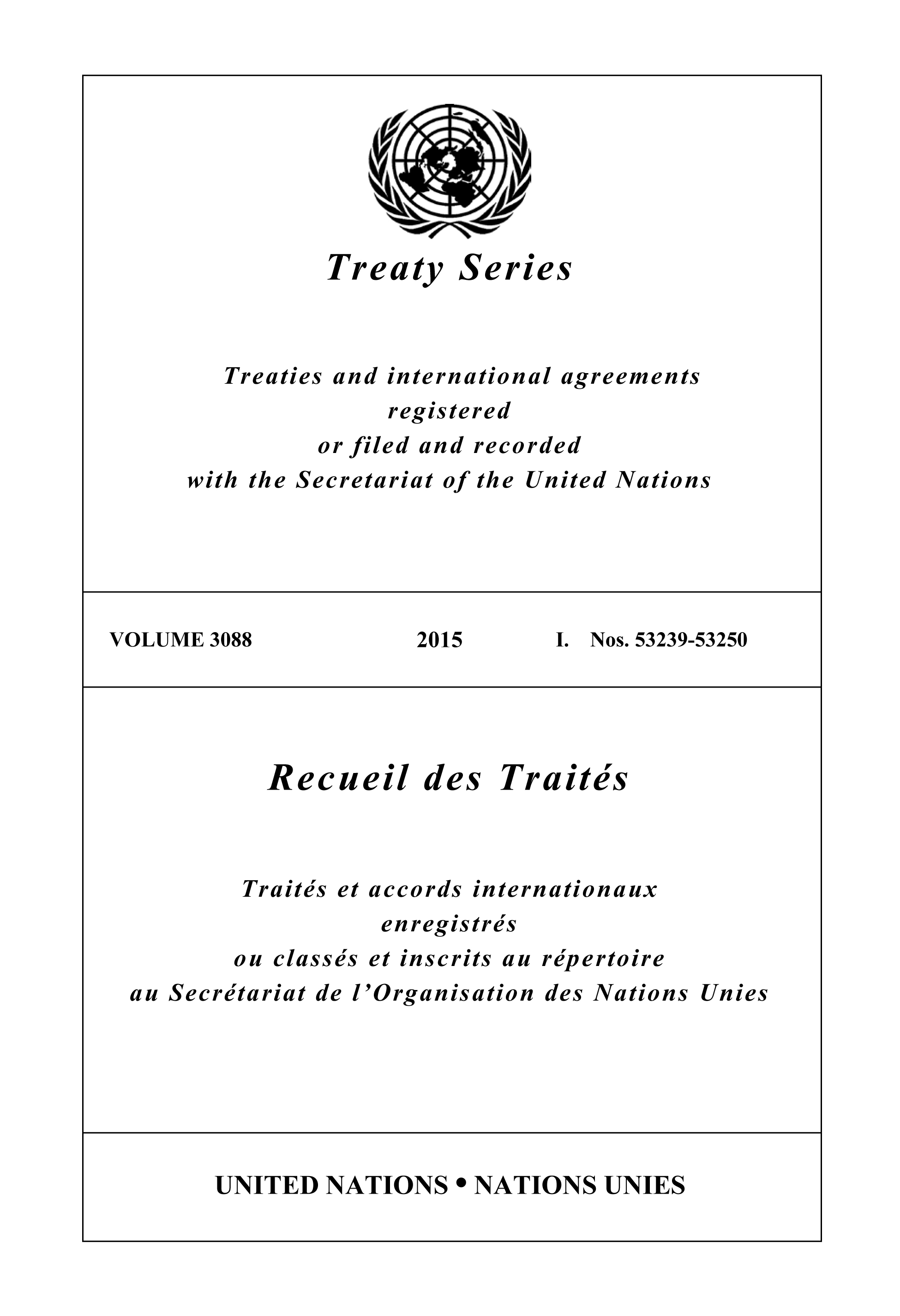 image of Recueil des Traités 3088