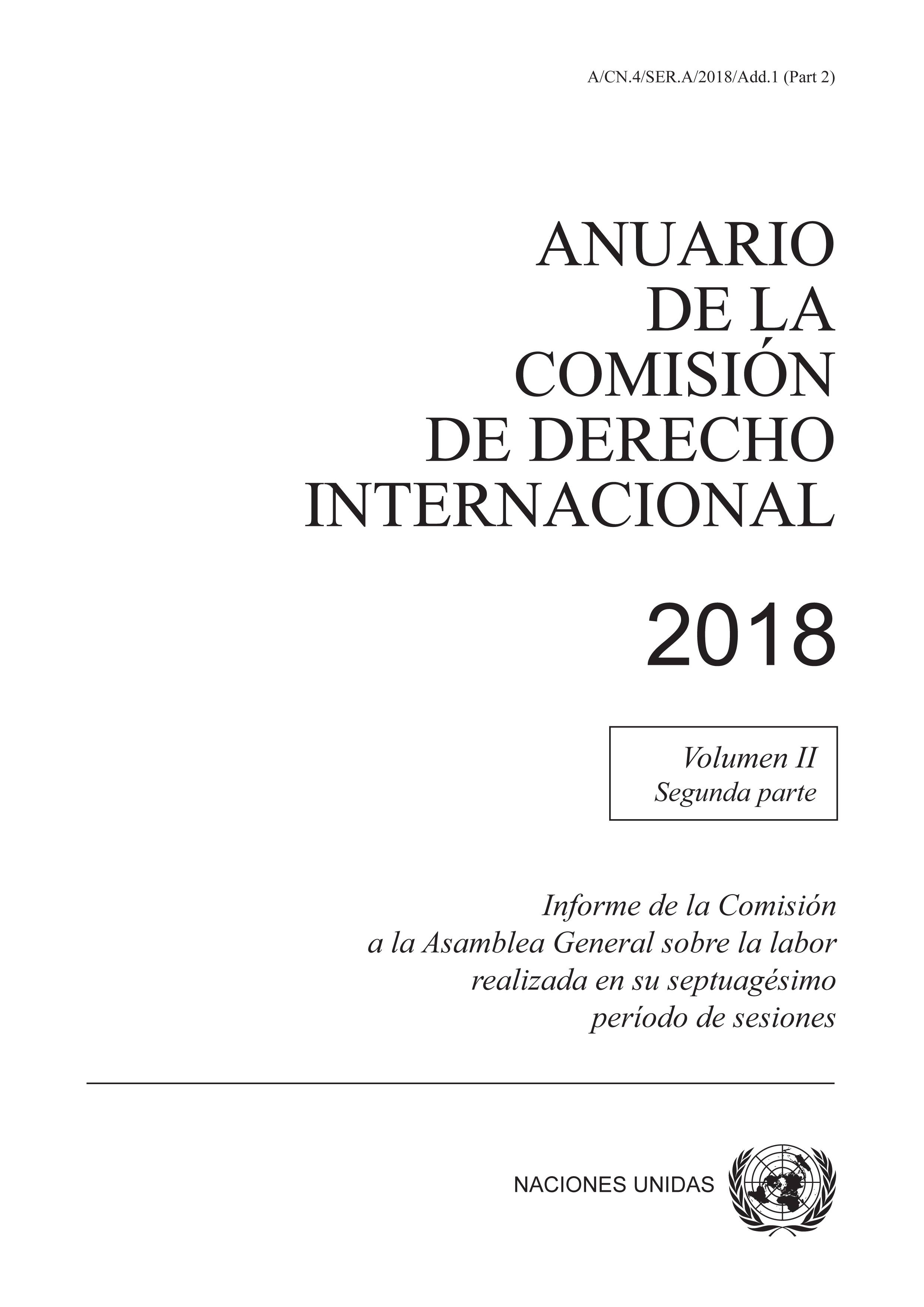 image of Anuario de la Comisión de Derecho Internacional 2018, Vol. II, Parte 2