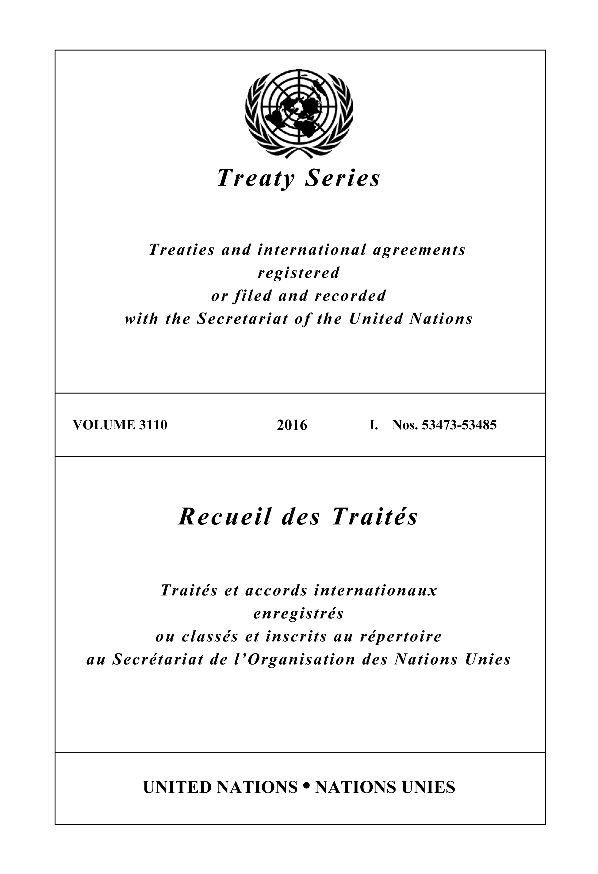 image of Recueil des Traités 3110