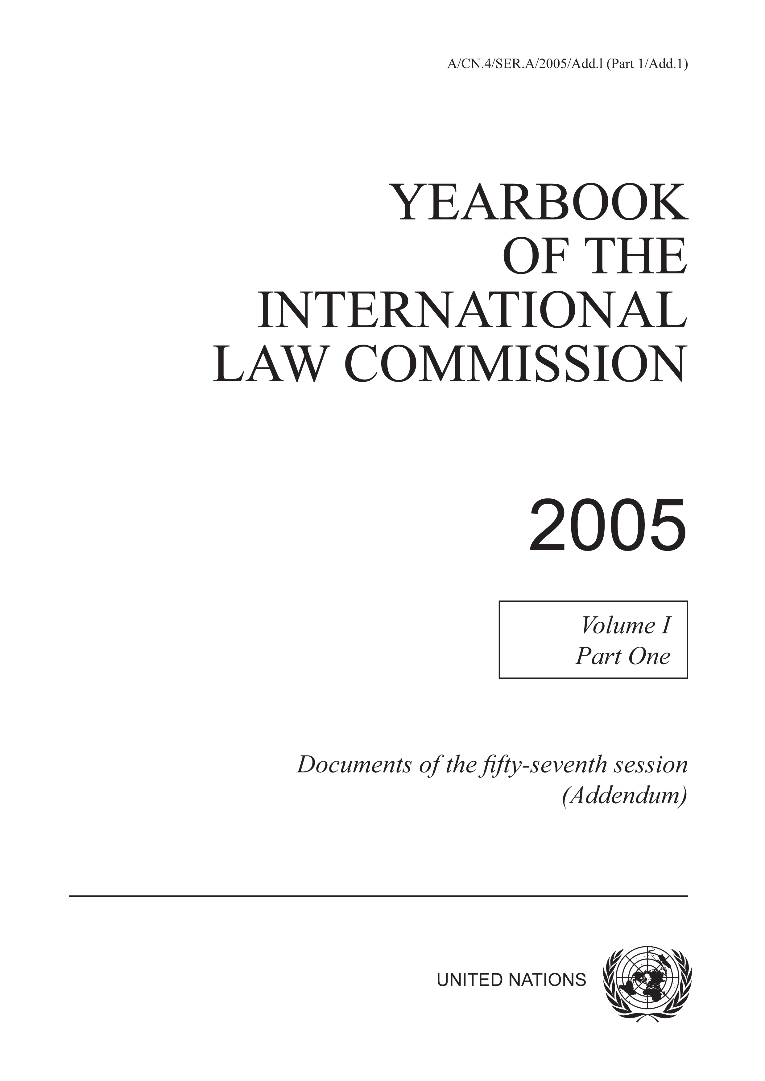 image of Yearbook of the International Law Commission 2005, Vol. II, Part 1 (Addendum)
