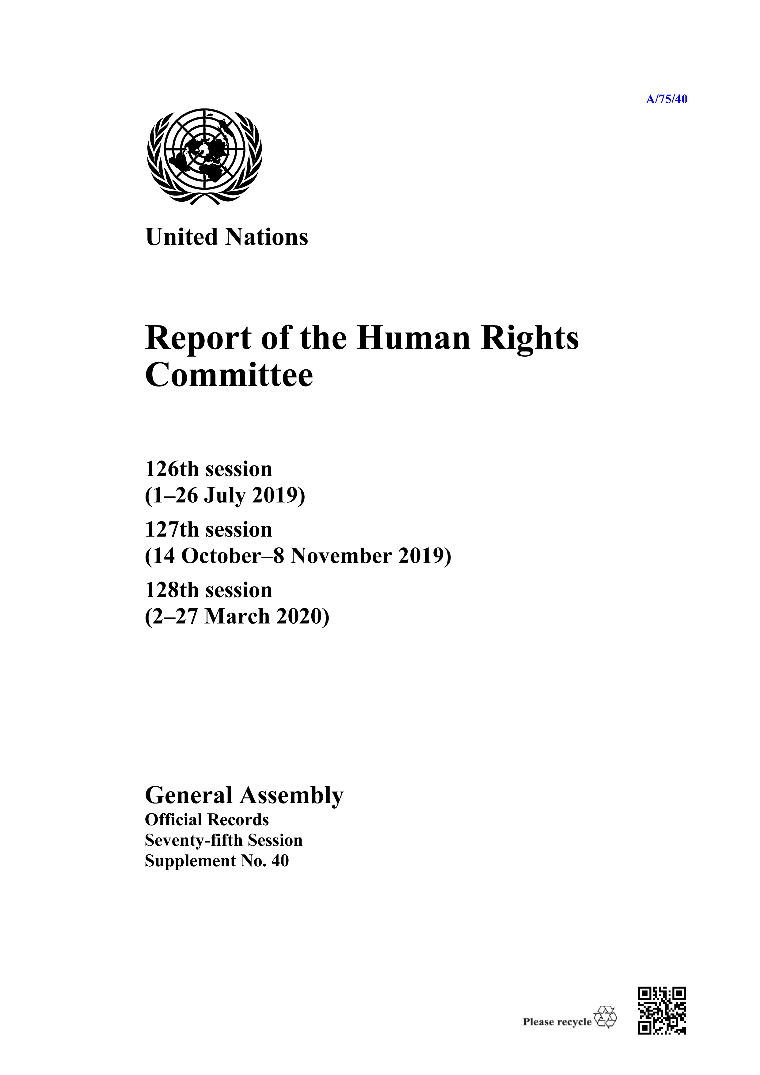 image of Report of the Human Rights Committee