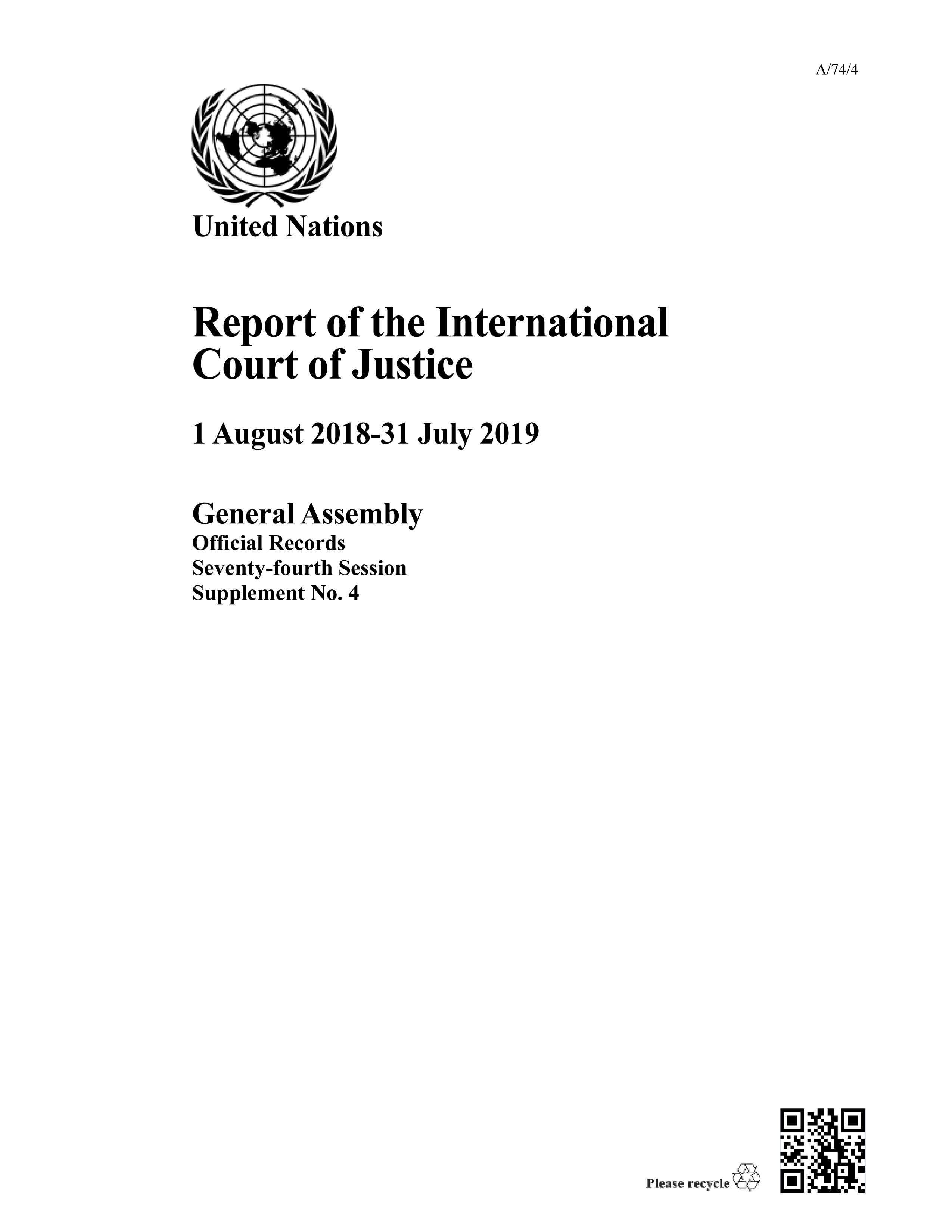 image of Report of the International Court of Justice