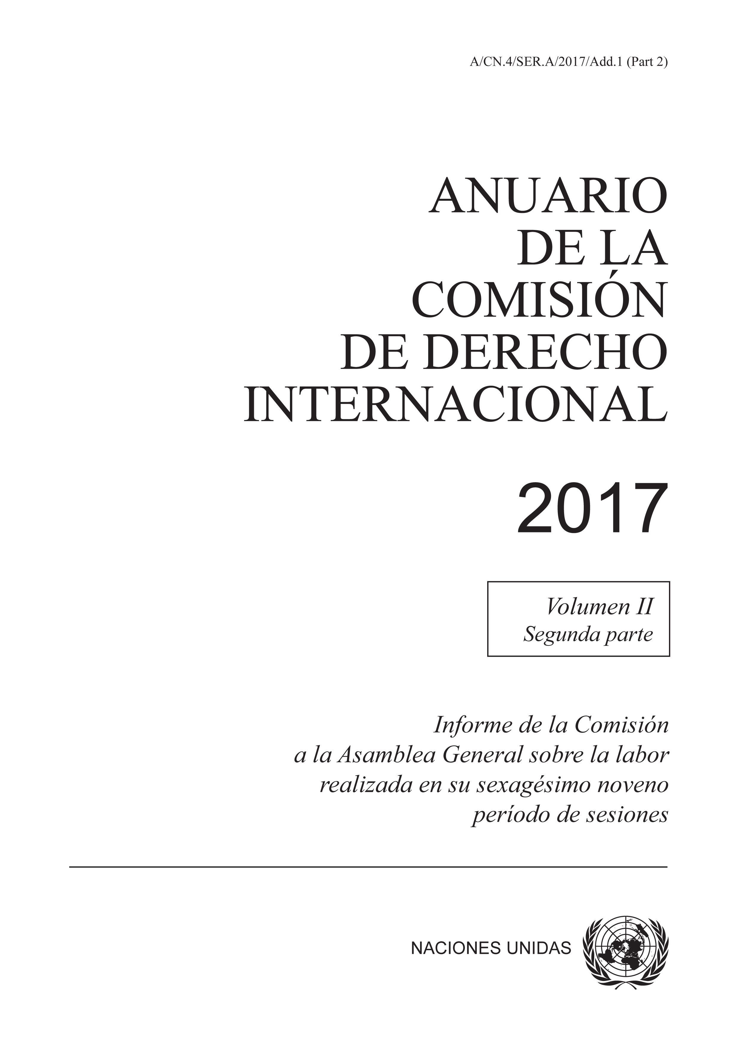 image of Anuario de la Comisión de Derecho Internacional 2017, Vol. II, Parte 2