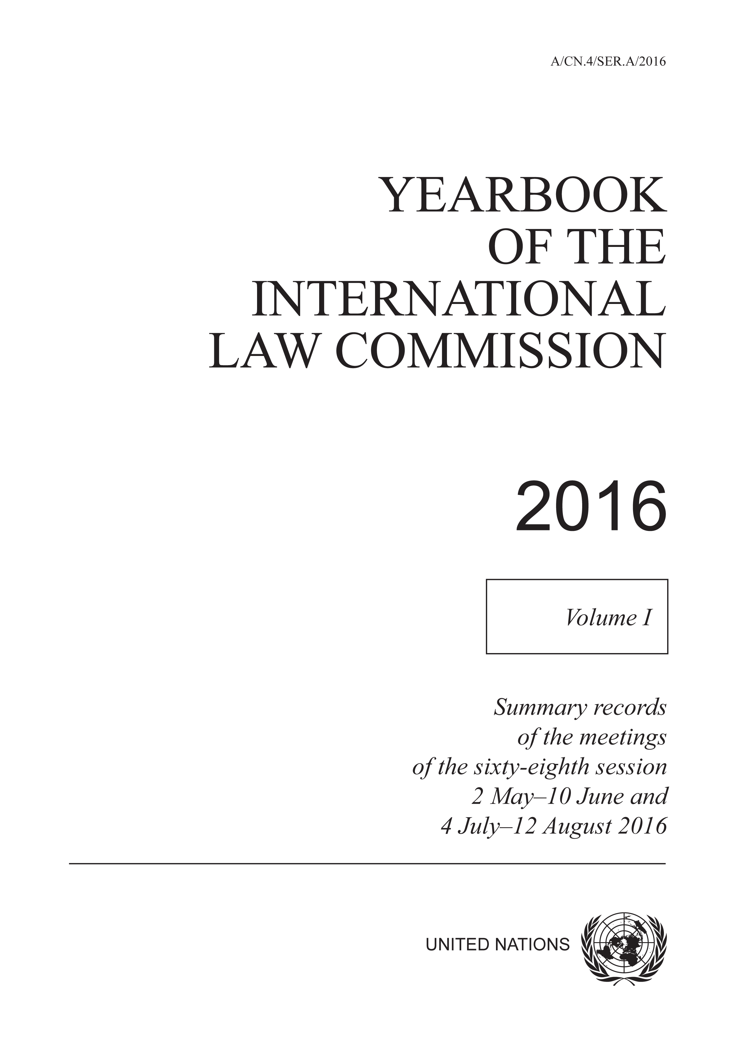 image of Yearbook of the International Law Commission 2016, Vol. I