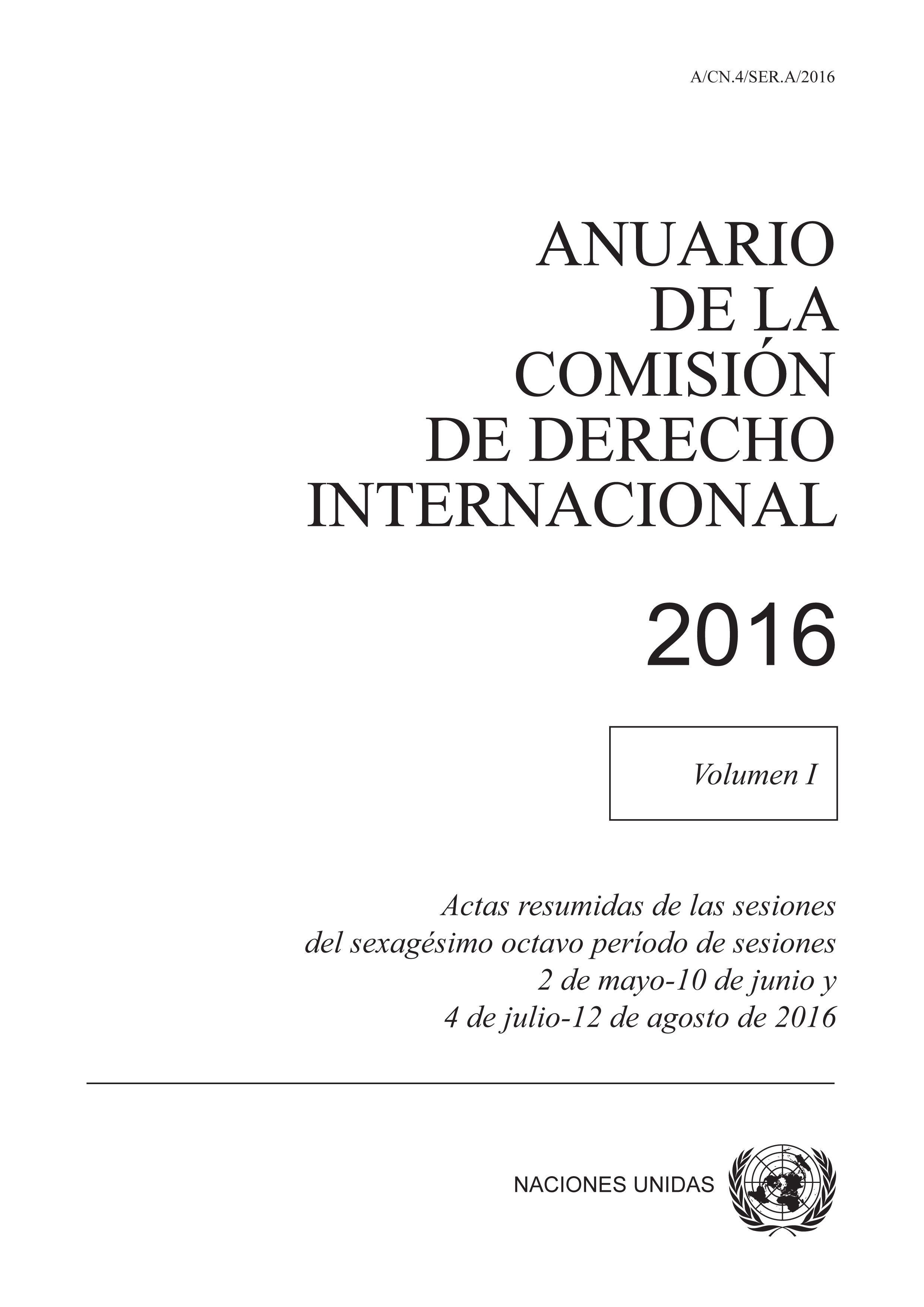 image of Anuario de la Comisión de Derecho Internacional 2016, Vol. I
