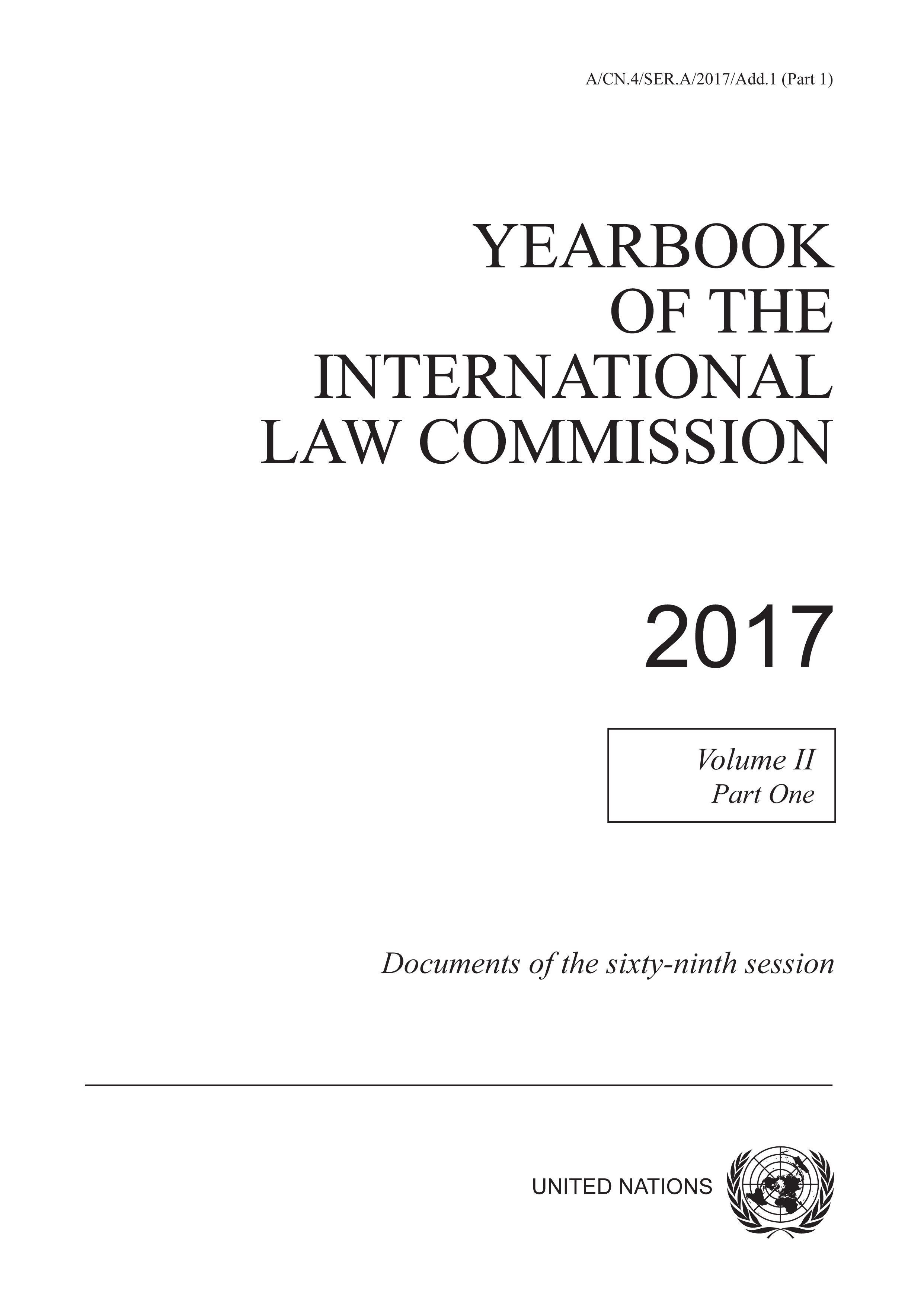 image of Yearbook of the International Law Commission 2017, Vol. II, Part 1