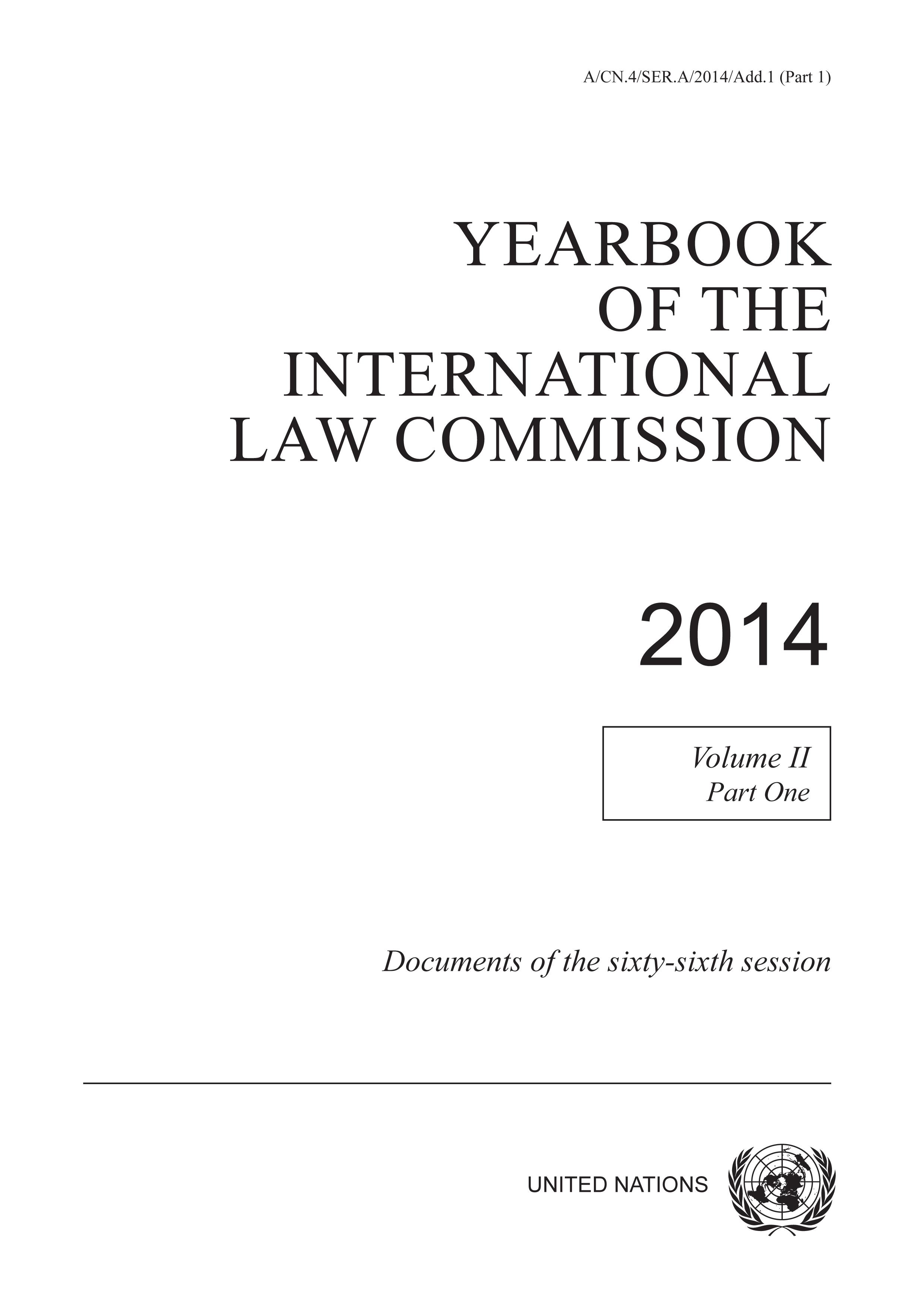 image of Yearbook of the International Law Commission 2014, Vol. II, Part 1