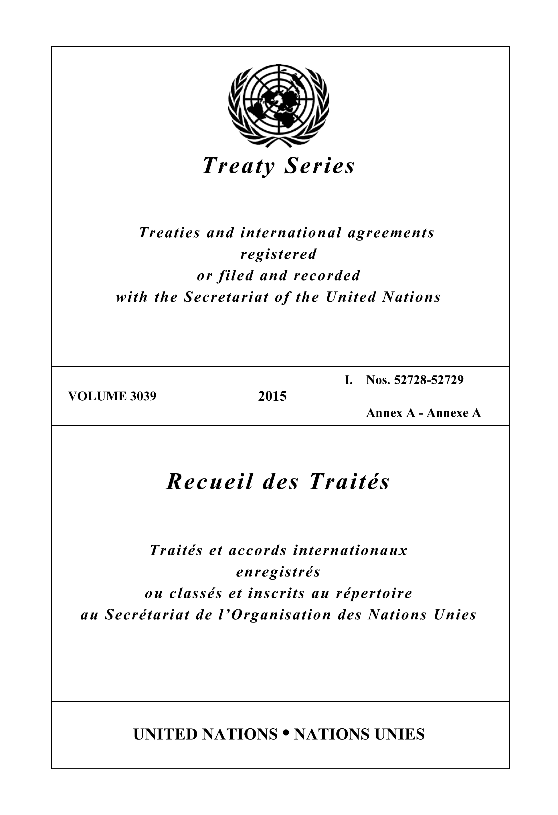 image of Recueil des Traités 3039