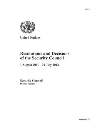 image of Resolutions and Decisions of the Security Council 2011-2012