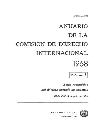 image of Anuario de la Comisión de Derecho Internacional 1958, Vol. I