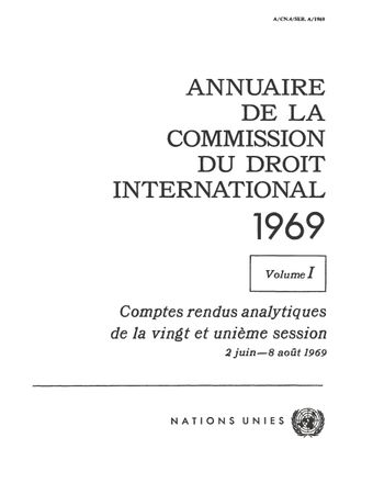 image of Annuaire de la Commission du Droit International 1969, Vol. I