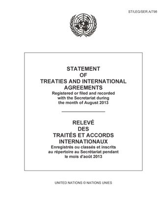 image of Statement of Treaties and International Agreements: Registered or Filed and Recorded with the Secretariat during the Month of August 2013