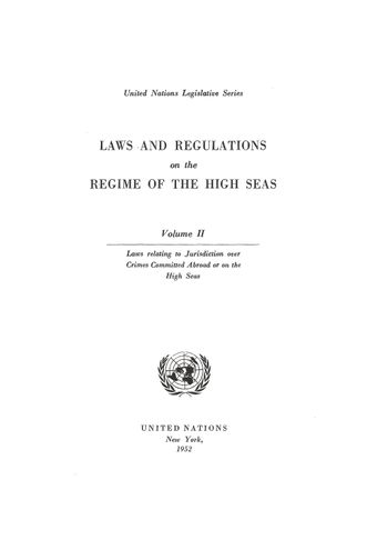 image of Laws and Regulations on the Regime of the High Seas: Volume II